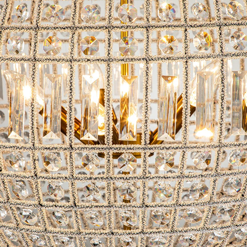 Glowlings 1/3/5-Light Luxury Brass Globe Crystal Chandelier For Livingroom
