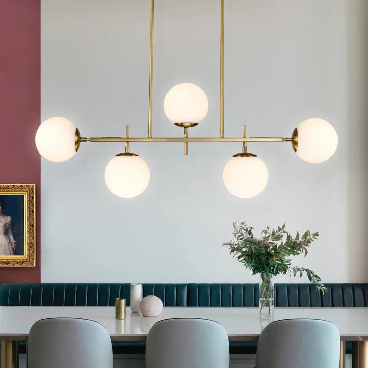 Glowlings Mid-Century 5-Light Glass Globe Linear Chandelier