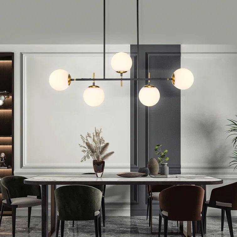 Glowlings Mid-Century 5-Light Glass Globe Linear Chandelier