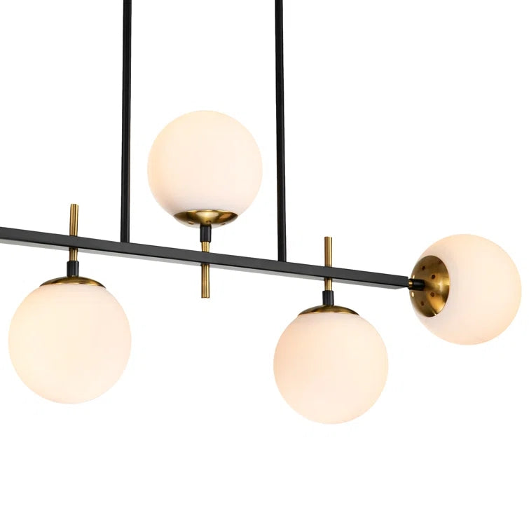 Glowlings Mid-Century 5-Light Glass Globe Linear Chandelier