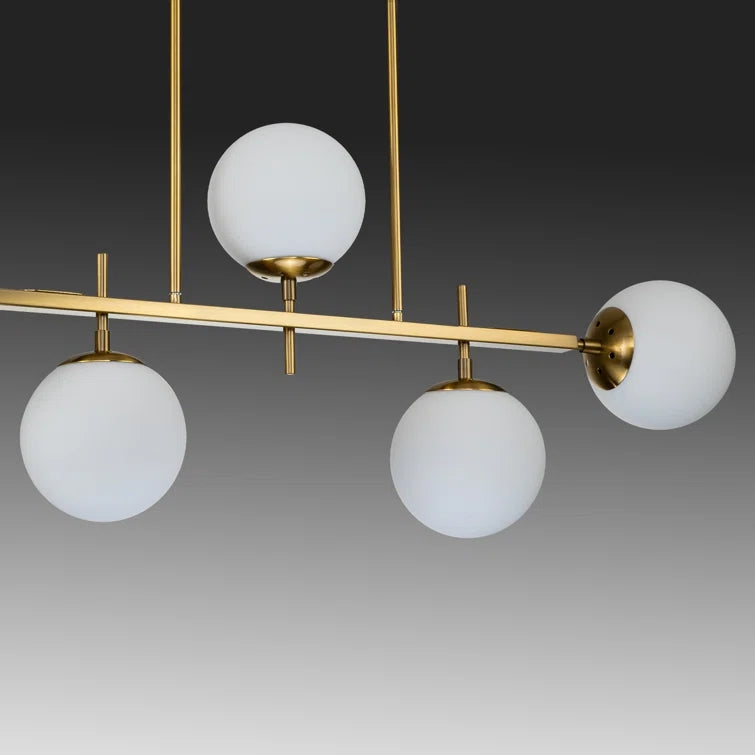 Glowlings Mid-Century 5-Light Glass Globe Linear Chandelier