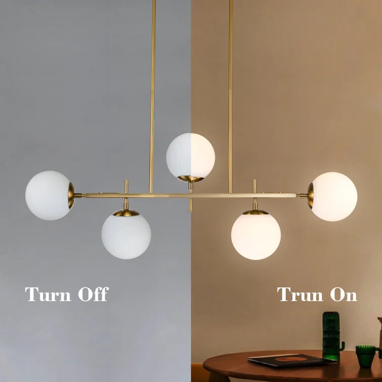 Glowlings Mid-Century 5-Light Glass Globe Linear Chandelier