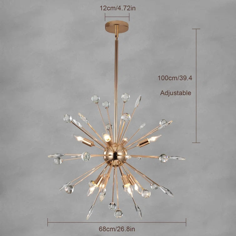 Glowlings 8/9-Light Modern Faceted Beads Sputnik Sphere Crystal Chandelier