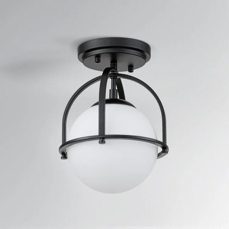 Glowlings Modren Single Opal Class Light Globe Semi Flush Mount Ceiling Light