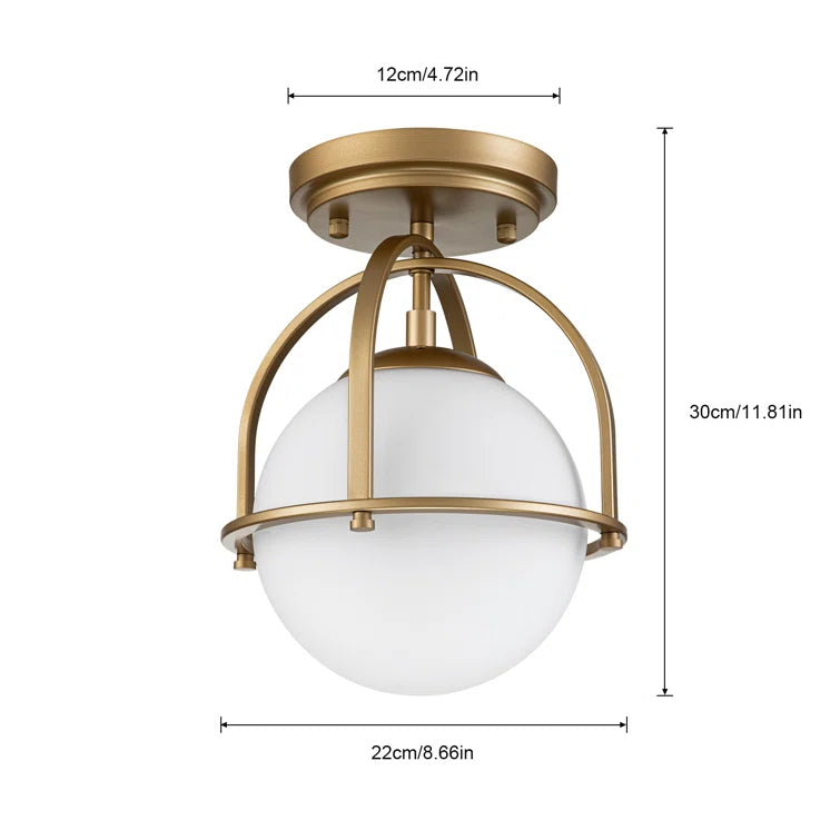 Glowlings Modren Single Opal Class Light Globe Semi Flush Mount Ceiling Light