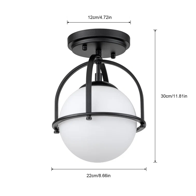 Glowlings Modren Single Opal Class Light Globe Semi Flush Mount Ceiling Light