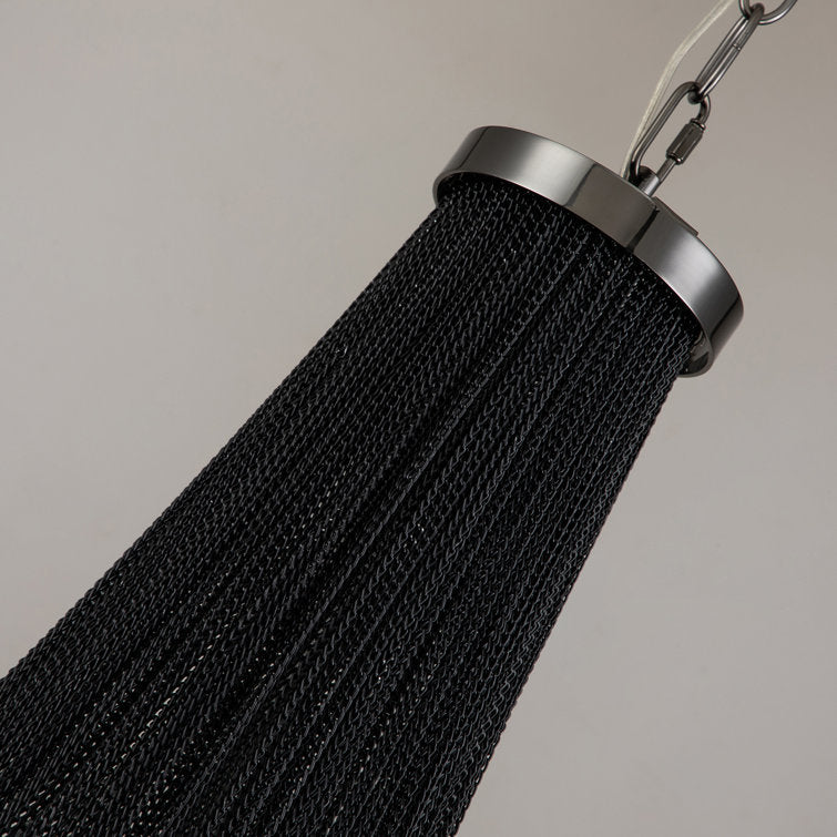 Glowlings 8-Light Empire Unique Statement Black Hanging Chain Tassel Chandelier