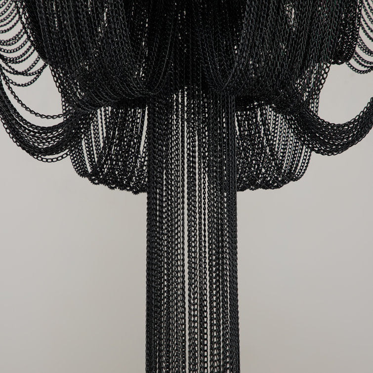 Glowlings 8-Light Empire Unique Statement Black Hanging Chain Tassel Chandelier