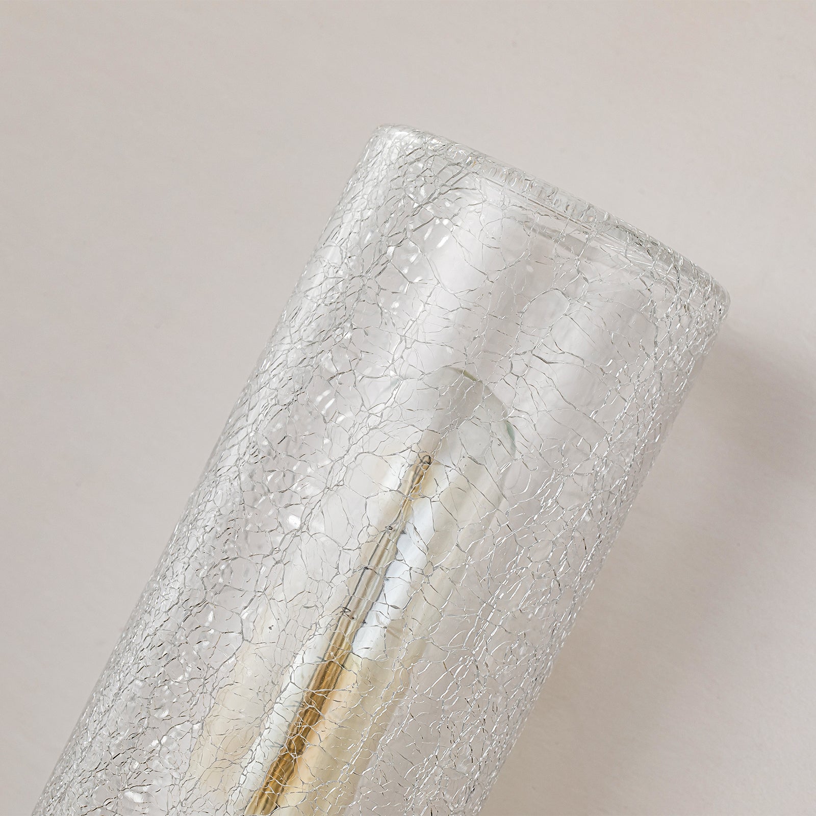 Glowlings 1-Light Brass Cylinder Crackle Clear Glass Indoor Wall Sconce