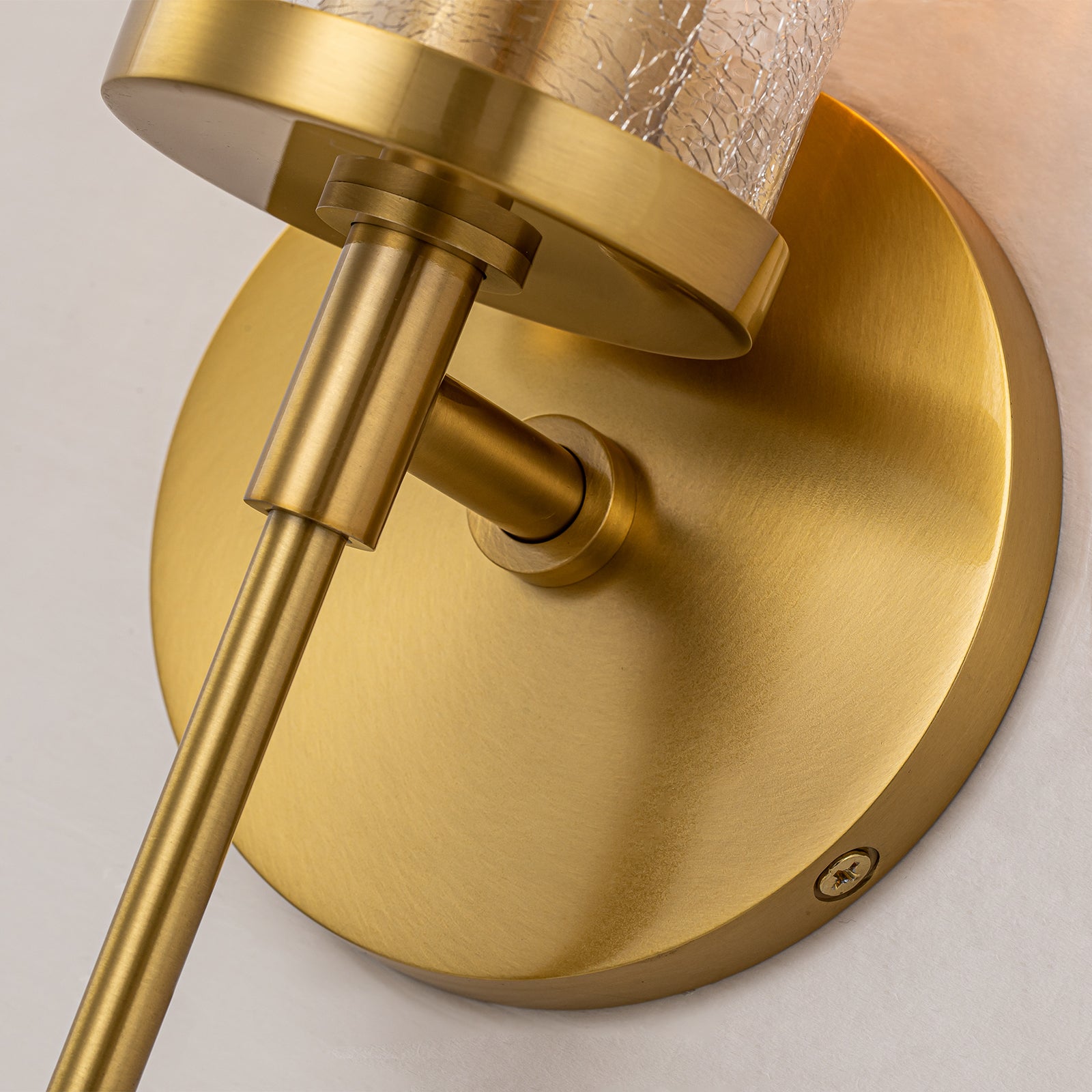 Glowlings 1-Light Brass Cylinder Crackle Clear Glass Indoor Wall Sconce